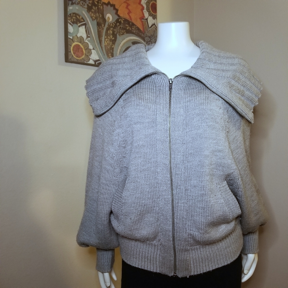 Co Op Barney's New York Batwing Zip Up Sweater - Picture 3 of 5